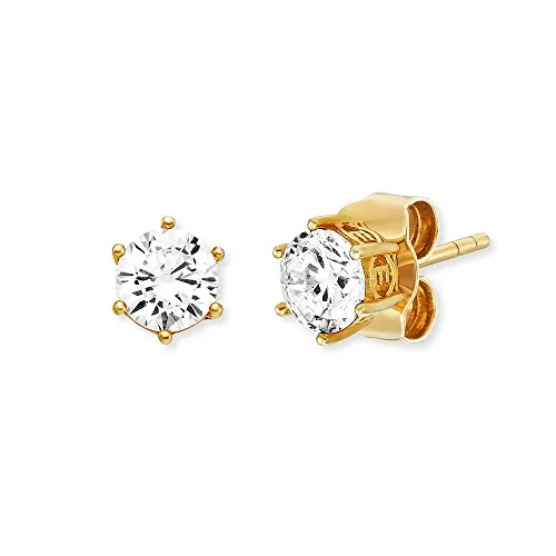 Engelsrufer Damen Ohrstecker Shiny vergoldet mit Zirkonia - 5mm - Ohrringe für Damen, elegante vergoldete Sterling Silber Ohrstecker mit funkelnden Zirkoniasteinen, ideal für Allergiker und perfekt kombinierbar mit anderen Schmuckstücken der Aloha Kollektion.