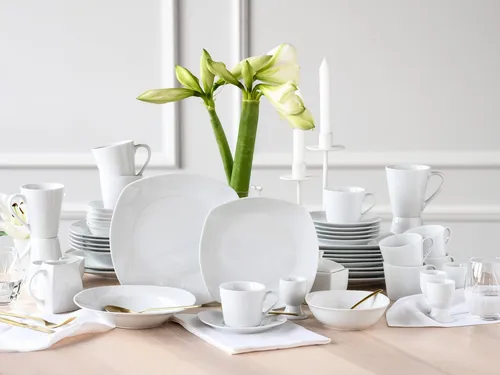 OTTO home Geschirr-Set Arrianna (50-tlg), 6 Personen, Porzellan, Moderne Optik, Zeitloses Design, Beliebig kombinierbar