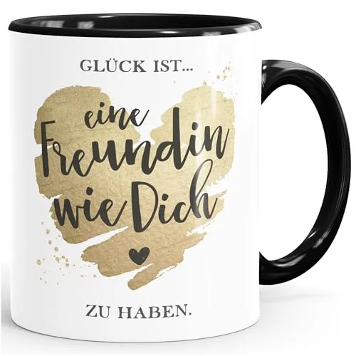 SpecialMe® Tasse Beste Freundin Glück ist eine Freundin wie dich zu haben Geschenk Best Friends BFF Weiss-innen-schwarz standard