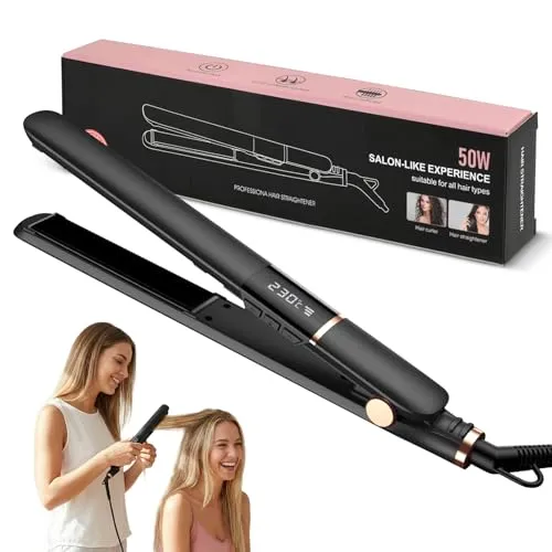 Focenat 2 in 1 Glätteisen Locken und Glätten, Haarglätter mit LCD Display, 5 Temperaturstufen 150–230°C, Extra-Lange 3D Schwebende Keramikplatte,10s Schnellaufheizung, Dual-Spannung für alle Haartypen