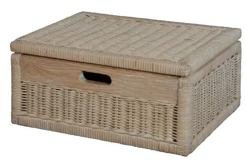Korb mit Deckel Rattan geflochten in weiß von Korb-Outlet