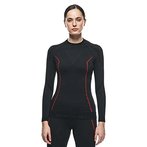 Dainese Thermo Funktionsshirt langarm Damen - Schwarz/Rot - L/XL - Funktionsunterwäsche für Damen, aus atmungsaktivem Dryarn-Gewebe, das optimalen thermischen Komfort und Isolierung bietet. Ideal für kalte Temperaturen von -20°C bis 10°C, hält die Körpertemperatur konstant und sorgt für maximalen Komfort.