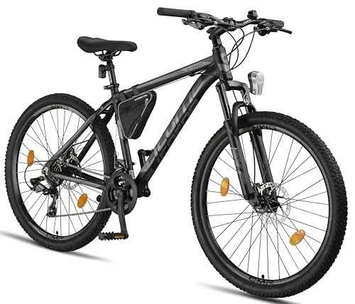 Licorne Bike Effect Premium Mountainbike 21 Gang - Fahrrad mit robustem Aluminiumrahmen und Disc-Bremse, ideal für Alltag und Berge, inklusive Rahmentasche und Werkzeug für einen sofortigen Start.