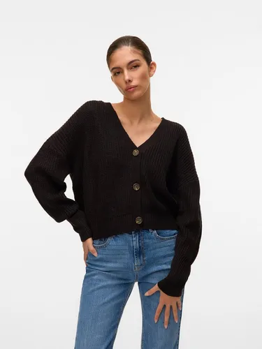 VERO MODA Vmlea Ls V-Hals Cardigan, Schwarz, S EU von VERO MODA