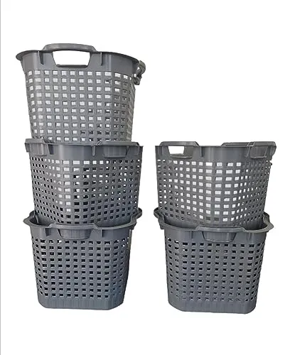 BURI Wäschekorb Set Universalkorb dunkelgrau, 3er Set in grau von BURI