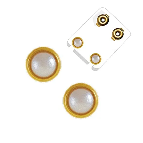 Paar Erstohrstecker vergoldet Sterile Ohrstecker Zarge mit Perle 4 mm 1