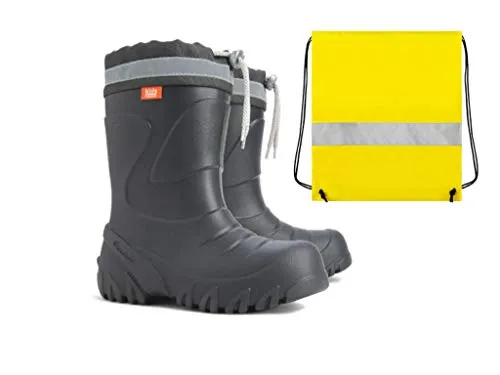 Demar Ultra Leichte Gummistiefel mit Lammfell, Neon Gelb
