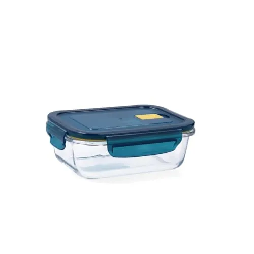 Quid Astral Frischhaltedose aus Glas, rechteckig, luftdicht, 18 x 13 x 6 cm, 640 ml, Blau