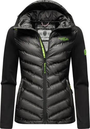 Navahoo Damen Fleece Hybrid Jacke B852 - Trendige Kapuzenjacke - Stylische Damen Steppjacke von Navahoo mit hohem Kragen für optimalen Windschutz. Angesagte Steppoptik und weiches Obermaterial sorgen für Komfort und einen modernen Look. Ideal für Outdoor-Aktivitäten.