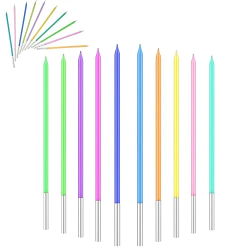 Geburtstagskerzen Für Torte,90 Stück Regenbogen Geburtstagstorte Kerzen Geburtstagskerzen Lange Dünne Geburtstagskerzen mit Haltern für Dekorative Geburtstagstorte Hochzeitsparty Abschlussfeier
