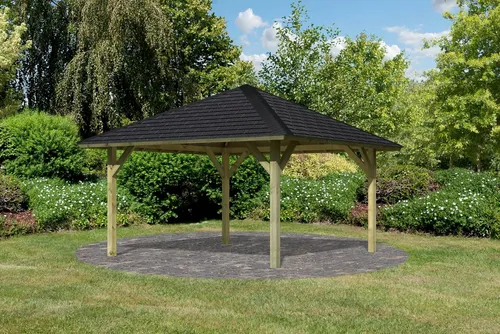 Karibu Pavillon Hedemark 1 Set kdi mit Schindeln Schwarz von Karibu