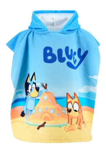 Produktbild BlueY Badeponcho Kinder mit Kapuze 55x110 cm, Saugstarker Strandponcho & Handtuchponcho für Mädchen & Jungen, Schnelltrocknendes Mikrofaser Badetuch für Pool, Strand & Urlaub, Offizielles Motiv