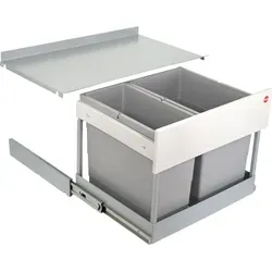 Hailo Einbaumülleimer Tandem S plus - 2-fach Abfallsammler für Schränke ab 60cm - Haushaltszubehör - Praktischer 2-fach Abfallsammler mit Vollauszug für optimale Mülltrennung in der Küche, Gesamtvolumen 30 Liter und ideal für Drehtürenschränke.