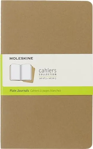 Moleskine Cahier Journal, Set 3 Notizbüchern mit Blanken Seiten, Kartoneinband mit Sichtbarer Baumwollnaht, Farbe Kraftbraun, Large 13 x 21 cm, 80 Seiten