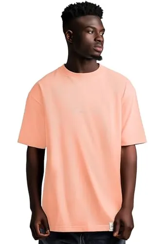 Reichstadt Oversize-Shirt Casual T-shirt 22RS033 - Herren-Shirt in Old Pink, aus 100% Baumwolle, mit stylishen Stitching auf der Brust. Ideal für entspannte Casual-Looks und bequemes Tragen.