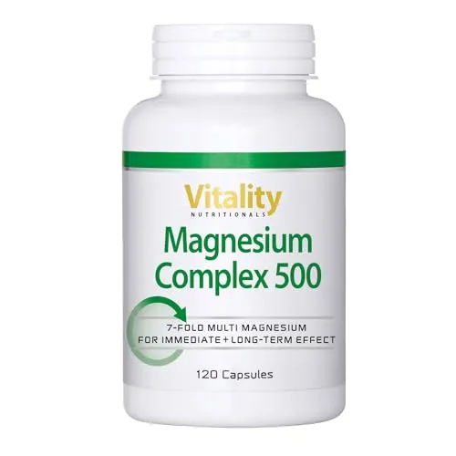Magnesium 500 Komplex - Hochdosiert mit 7 Magnesiumverbindungen - Magnesiumpräparate mit 7 verschiedenen Verbindungen für optimale Bioverfügbarkeit. Ideal für Sportler und zur Unterstützung des Immunsystems.