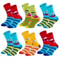 TippTexx 24 Socken 6 Paar bunte Kindersocken, sanfte Baumwolle, für Mädchen & Jungen bunt 27-30