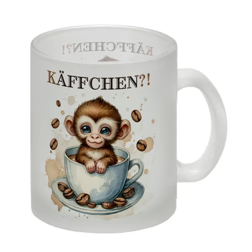 Käffchen Süßer Affe in einer Kaffeetasse Glas Tasse