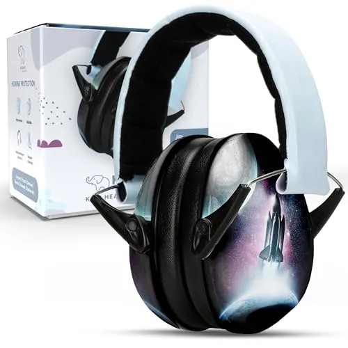 Schallwerk ® Kapselgehörschutz Kiddies (Space) - Gehörschutz für Kinder, schützt effektiv empfindliche Ohren bei Lärm und bietet optimalen Tragekomfort durch einen gepolsterten, verstellbaren Kopfbügel.