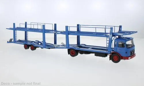 MAN Autotransporter 1970 blau Modellauto 1:43 - Modellauto im Maßstab 1:43, detailgetreu und ideal für Sammler. Mit OVP und aus hochwertigem Die-Cast-Material, perfekt für die Vitrine!
