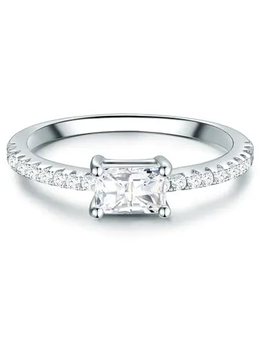 Trilani Damen Verlobungsring 925/- Sterling Silber Zirkonia - Ringe für Damen, eleganter Solitär im Brilliantschliff, ideal als Antragsring und kommt in einer stilvollen Schmuckbox für besondere Anlässe.