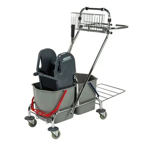Sprintus Doppelfahreimer Chrom pro 2x17 Liter - Robuster Doppelfahreimer mit verchromtem Metallrahmen, ideal für effizientes Wischen und Müllentsorgung