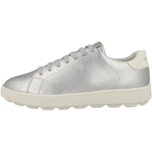Geox D Spherica Ecub-1 Damen Sneaker - Stylische silberne Sneaker in Größe 37, atmungsaktiv und mit gepolsterter Innensohle für optimalen Komfort im Alltag.