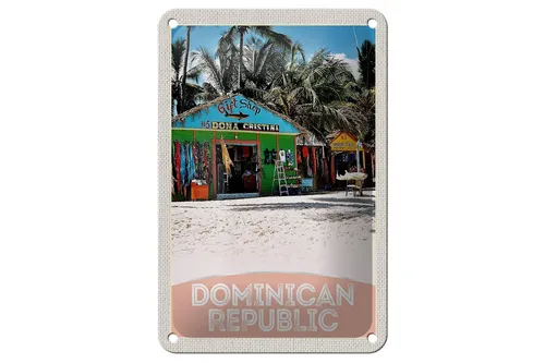 Blechschild Reise 12x18 cm Dominikanische Republik Strand Shop Schild