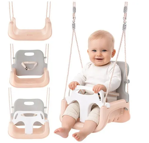 Kruzzel 27357 Kinderschaukel 3-in-1, rosa-grau, bis 30 kg von Kruzzel