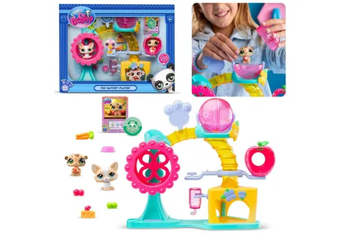 Sarcia.eu Littlest Pet Shop Figuren Set - Spaß Fabrik mit interaktiven Elementen - Spielzeugfiguren für Kinder ab 4 Jahren, fördert Kreativität und Fantasie mit einer bunten Attraktionsbahn und liebevollen Tierfiguren.