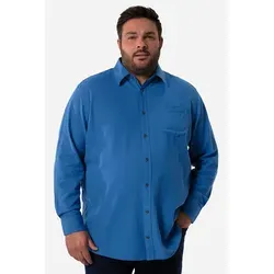 Men Plus Kurzarmhemd Men+ Flanellhemd Langarm Kentkragen Comfort Fit blau 8XL