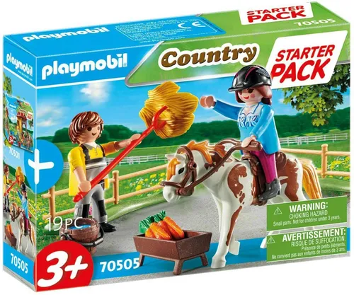 PLAYMOBIL Starter Pack Reiterhof Ergänzungsset 70505 - Spielset mit 2 Figuren und Pferd, ideal für kreative Rollenspiele und detailgetreuen Spielspaß für Kinder ab 3 Jahren