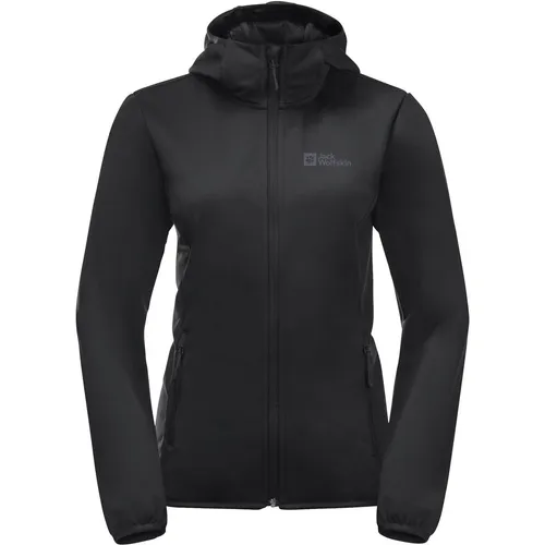 JACK WOLFSKIN Damen Funktionsjacke BORNBERG HOODY W - Funktionsjacke für Damen, winddicht und atmungsaktiv mit flauschigem Highloft-Fleece für optimalen Komfort an kalten Wandertagen.