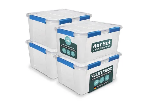 Kreher Aufbewahrungsbox mit Deckel und Dichtungsring (IP67) 75 Liter (Set wählbar) (4 St)