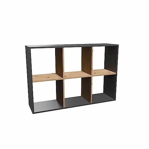 CDF Regal Anthrazit Artisan Eiche - Modernes 2x3 Bücherregal - Bücherregal in modernem Design mit 6 offenen Fächern für einfache Organisation und schnellen Zugriff. Ideal für Wohnzimmer, Büro oder Kinderzimmer – vielseitig einsetzbar und modular erweiterbar.
