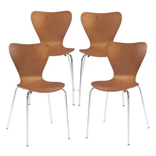 Esszimmerstuhl ‘Essunga’ 4er Set – Walnussoptik mit Metallbeinen