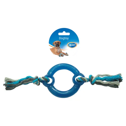 Duvo+ Hundespielzeug Baumwolle Ziegenring & Gummi grau/blau 30 cm Hundespielzeug