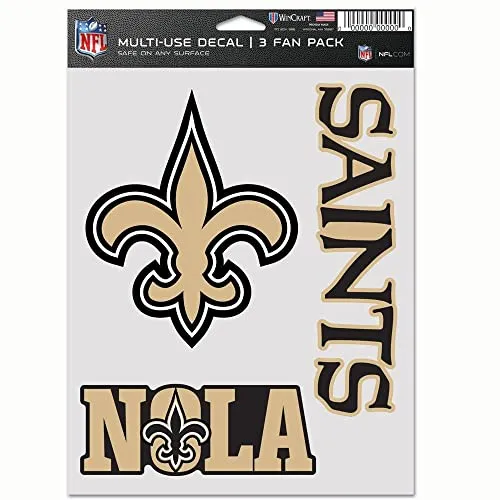 WinCraft NFL New Orleans Saints Aufkleber, Mehrzweck-Fan, 3er-Pack, Teamfarben, Einheitsgröße