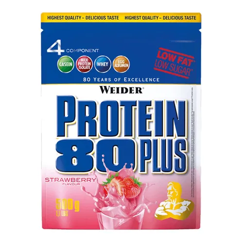 Weider Protein 80 Plus - 500g Vanille - Sportnahrung mit mehrfachen Proteinquellen, hoher BCAA-Anteil für Muskelaufbau und Regeneration, ideal für Fitness-Enthusiasten.