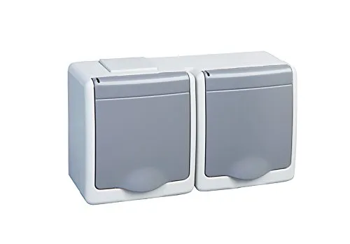2-Fach Aufputzsteckdose IP44 16A/250V Schuko - Steckdosen & Zubehör, ideal für den Einsatz in Feuchträumen dank IP44 Schutzart.