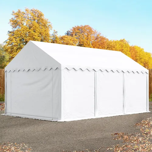TOOLPORT 4x6 m Lagerzelt - PVC-Plane mit Bodenrahmen für flexible Nutzung - Carports: Das TOOLPORT Lagerzelt bietet 24m² Platz, ist wasserdicht, UV-beständig und einfach aufzubauen – ideal für saisonale Lagerung und vielseitige Einsatzmöglichkeiten.