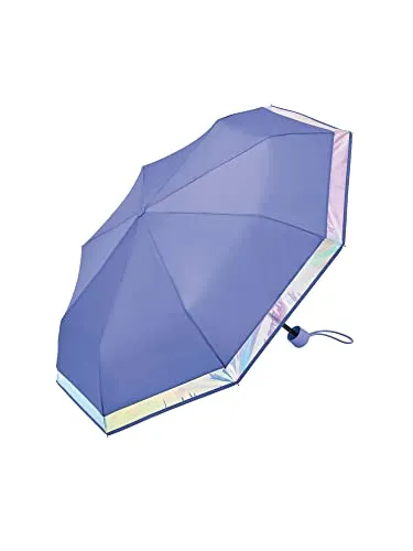 Esprit Mini Taschenregenschirm Shiny Border - Taschenschirm in violett mit schimmernder Borte, leicht und kompakt (nur 296g), perfekt für unterwegs und schützt stilvoll vor Regen.