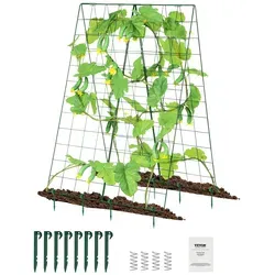 VEVOR Spalier für Kletterpflanzen, 117x84 cm, faltbares Rankhilfe-Set mit Pflanzenklammern, Kletterhilfe aus Metall für Hochbeete, Wachstumsstütze für Pflanzen im Freien für Tomaten, Kürbisse, Gemüse