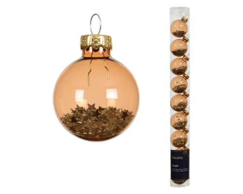 Kaemingk Weihnachtsbaumkugel, Weihnachtskugeln Glas 3cm mit Sternfüllung 9 Stk Brandy transparent