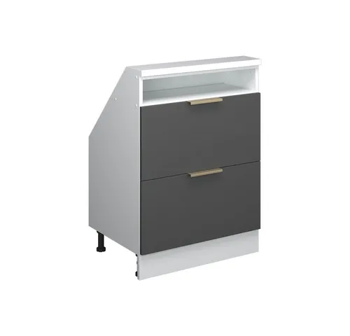 Vicco Unterschrank R-Line, Anthrazit-Gold/Weiß, 60 cm mit 2 Schubladen