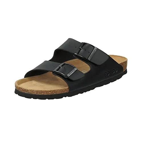 Rohde Herren Therapie-Sandalen Schwarz 45 EU - Wanderschuhe, bequeme Klett-Hausschuhe mit flacher EVA-Sohle, ideal für Therapie und Alltag.