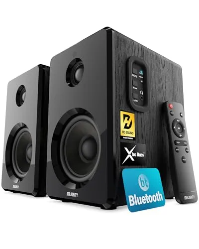 MAJORITY D40 Bluetooth Lautsprecher Boxen - 60W 2.0 Aktivlautsprecher - Regal-Lautsprecher mit 60W Leistung und hochauflösendem Klang, ideal für Musik, Spiele und TV. Vielseitige Anschlussmöglichkeiten und Fernbedienung für maximalen Komfort.