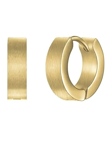 True Rebels Herren Creolen aus Edelstahl - Ohrschmuck aus 14 Karat gelbvergoldetem Edelstahl, robust und stilvoll für jeden Anlass. Ideal für Männer, die modische Akzente setzen möchten.