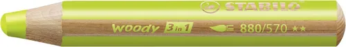 Stabilo Buntstifte woody 3 in 1 hellgrün - Schreibutensilien mit 3 in 1 Funktion: Buntstift, Wassermalfarbe und Wachsmalkreide. Ideal für kleine Kinderhände, bruchsichere XXL-Mine und hohe Farbintensität auf verschiedenen Oberflächen.