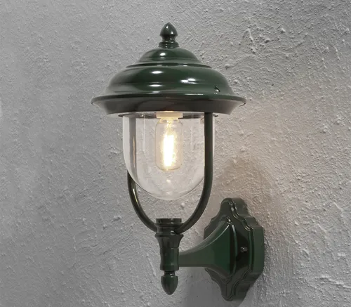 KONSTSMIDE LED Außen-Wandleuchte - Landhausstil, wechselbar, Warmweiß, 43cm - Wetterfeste LED Außenlaterne im nostalgischen Landhausstil, ideal für Terrasse oder Eingangsbereich. Inkl. 4W E27 Filament-LED für warme Ausleuchtung.